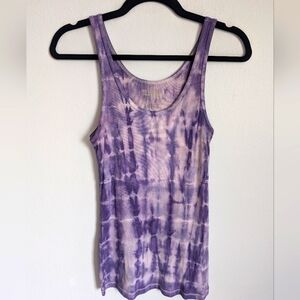 Handmade / hand dyed Upcycled purple tie dye tank top size large